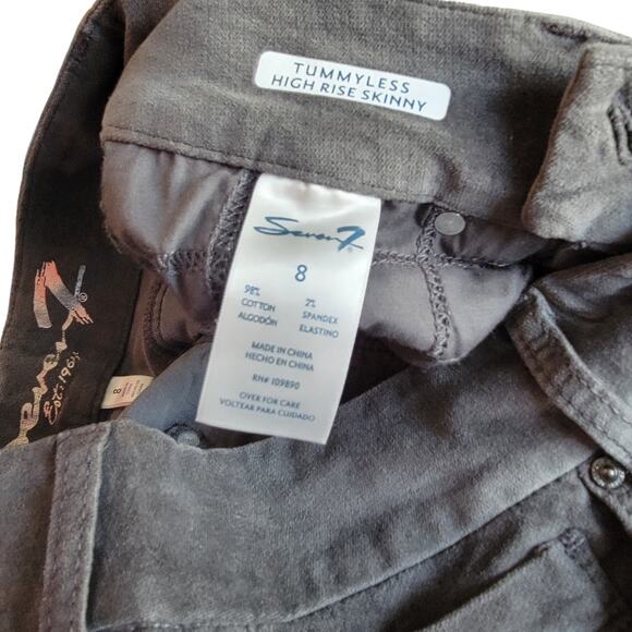 Seven7 Tummy Control High Rise Skinny Gray Velvet Pants Sz 8 - Picture 4 of 8